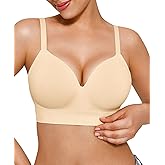 Popilush Bras for Women No Underwire Supportive Push Up Bralettes Wireless Full Coverage Plus Size T-Shirt Bra