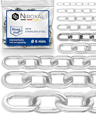NietFullThings Stainless Steel Short Link Chain 6 mm 316 Marine Grade 0.25 m