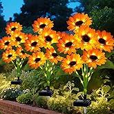 Solar Sunflower Lights Outdoor Garden Decor, Solar Flowers Lights with 18 Sunflowers, Waterproof Fall Decor Stake Decorative Light Auto ON/Off for Garden Yard Patio Backyard, Gift for Women (3 Pack)
