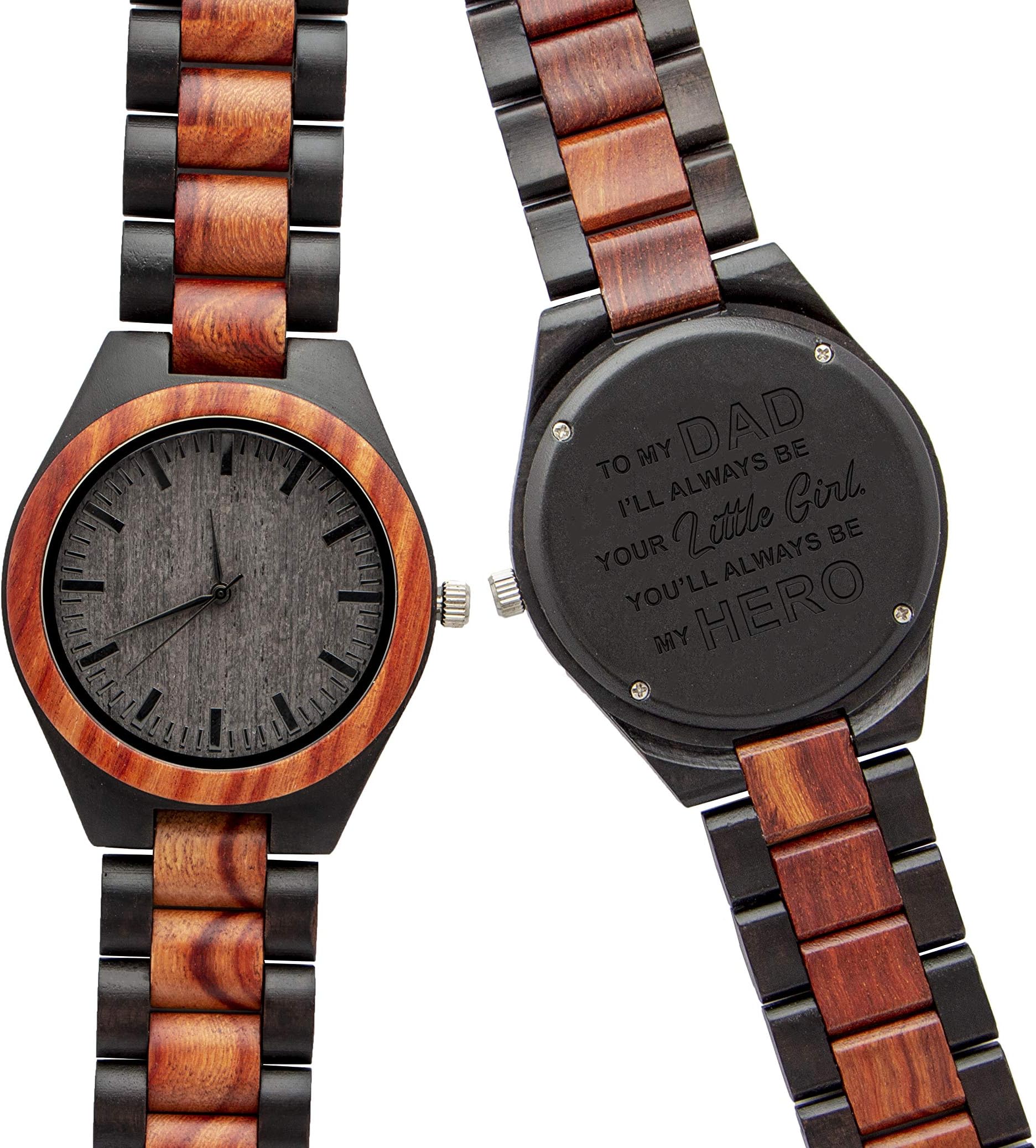 Engraved Wooden Watch for Men,Natural Wooden Watch for Husband Son Boyfriend Natural Ebony Customized Wood Watch Graduation Valentine's Christmas