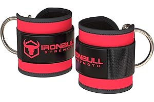 Ankle Straps for Cable Machines (Pair) - Double D-Ring Attachment, Fully Adjustable, Breathable Comfort Neoprene - for Legs, 