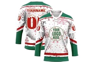 Custom Christmas Camo Hockey Jersey, Personalized Hockey Uniform with Printed Name, Number & Logo for Men Women Youth