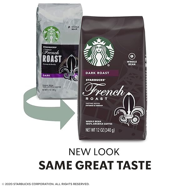 STARBUCKS DARK ROAST WHOLE BEAN COFFEE — FRENCH ROAST — 100% ARABICA — 1 BAG (12 OZ.)