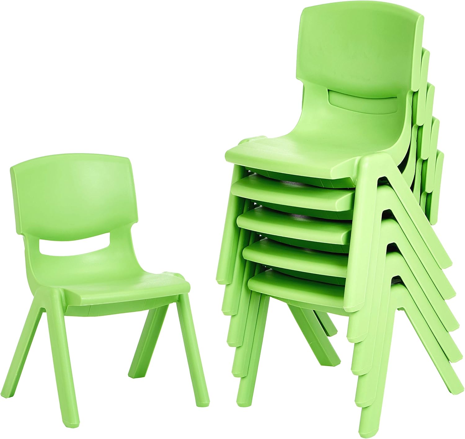  Basics 10 Inch School Classroom Stack Resin Chair, Green, 6-Pack: Industrial & Scientific