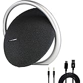 Harman Kardon Onyx Studio 8 Bluetooth Wireless Portable Speaker (Black) (HKOS8BLKAM) + USB-C Cable + AUX Cable