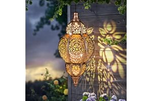 SUCUY Solar Lanterns Outdoor Waterproof, Hanging Solar Lantern Garden Decor, Decorative Garden Lights for Yard, Patio, Lawn, Porch, Unique Housewarming Gifts (Moroccan)