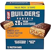 CLIF BUILDERS Protein Bars, Chocolatey Peanut Butter, Gluten Free, 12 ct | 20g Plant Based Protein, Non-GMO Project Verified, No Artificial Sweeteners, Low Glycemic, Certified Kosher