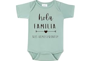 BIBIBLISSBABY Hola Familia Nos Vemos Pronto Pregnancy Reveal Infant Bodysuit,0-3 Months Baby Announcement Onesie