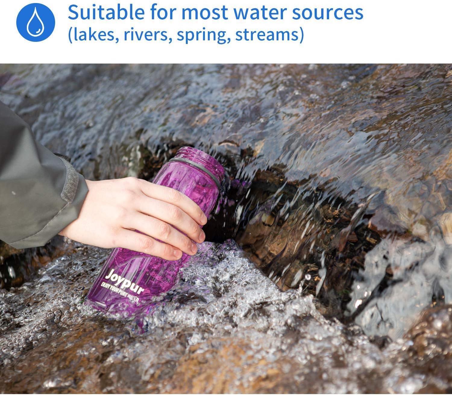 Joypur Outdoor Filtered Water Bottle - BPA Free, with Filter Integrated 3 Stage Portable Water Bottle for Camping Travel Hiking Backpacking : Sports & Outdoors