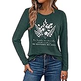 Christian Shirts for Women: Faith Over Fear T Shirt Religious Graphic Tee Bibel Verse Long Sleeve Tops