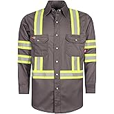 TICOMELA FR Shirts for Men High Visibility/Hi Vis Flame Resistant/Fire Retardant Shirt 6.5oz Men's Welding Shirts