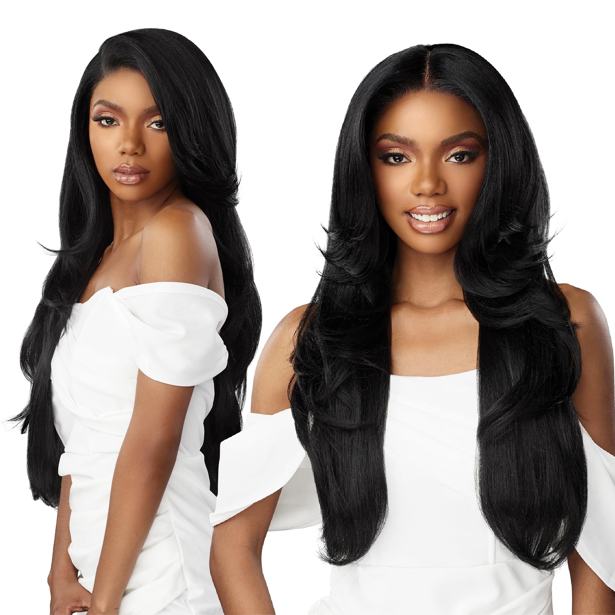 Photo 1 of Sensationnel Bare Lace 13X6 Wigs - Unit 7 Lacefrontal Glueless Synthetic 180 Degree Preplucked Hairline (1B OFFBLACK)