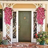 2 PCS 50 Inch Silk Bougainvillea Artificial Flowers, Faux Triangle Plum Flowers,Fake Bougainvillea Vine, Using for Wedding Porch Home Centerpieces Party Garden Indoor Outdoor Spring Decor (Rose Red)