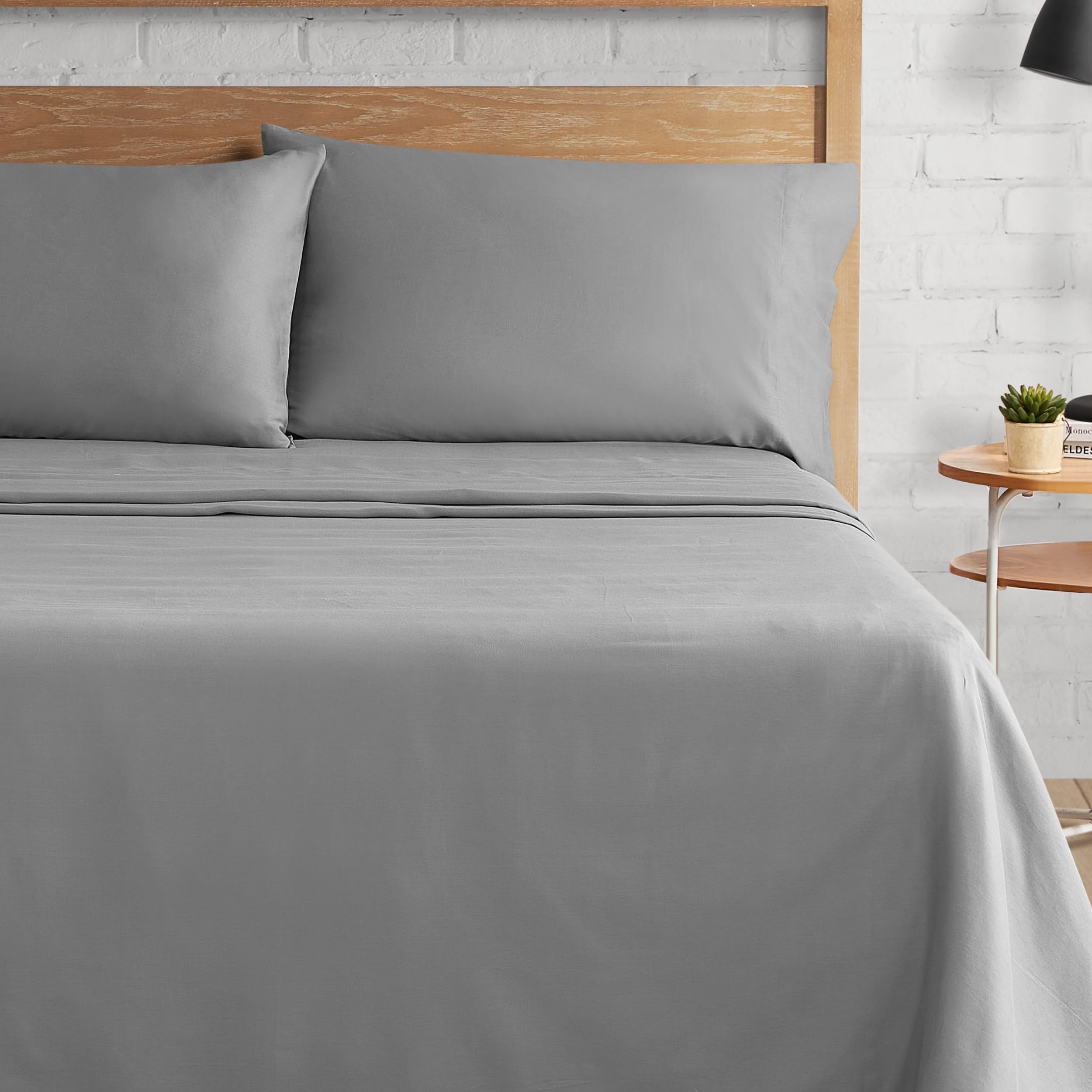 Photo 1 of Lucky Brand Serene Slumber Queen Size 4-Piece Sateen Sheet Set - Dark Grey 100% Cotton Luxury Bedding Set