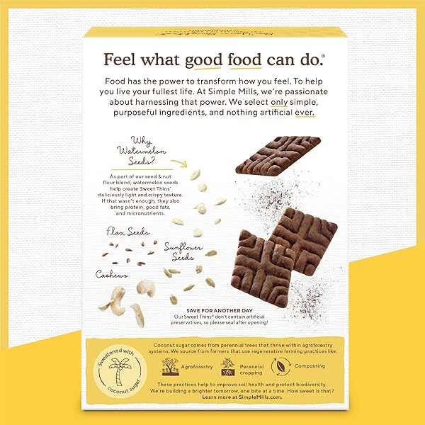 SIMPLE MILLS CHOCOLATE BROWNIE SEED AND NUT FLOUR SWEET THINS, PALEO FRIENDLY AND DELICIOUS SWEET THIN COOKIES, GOOD FOR SNACKS, NUTRIENT DENSE, 4.25 OZ (PACK OF 3)