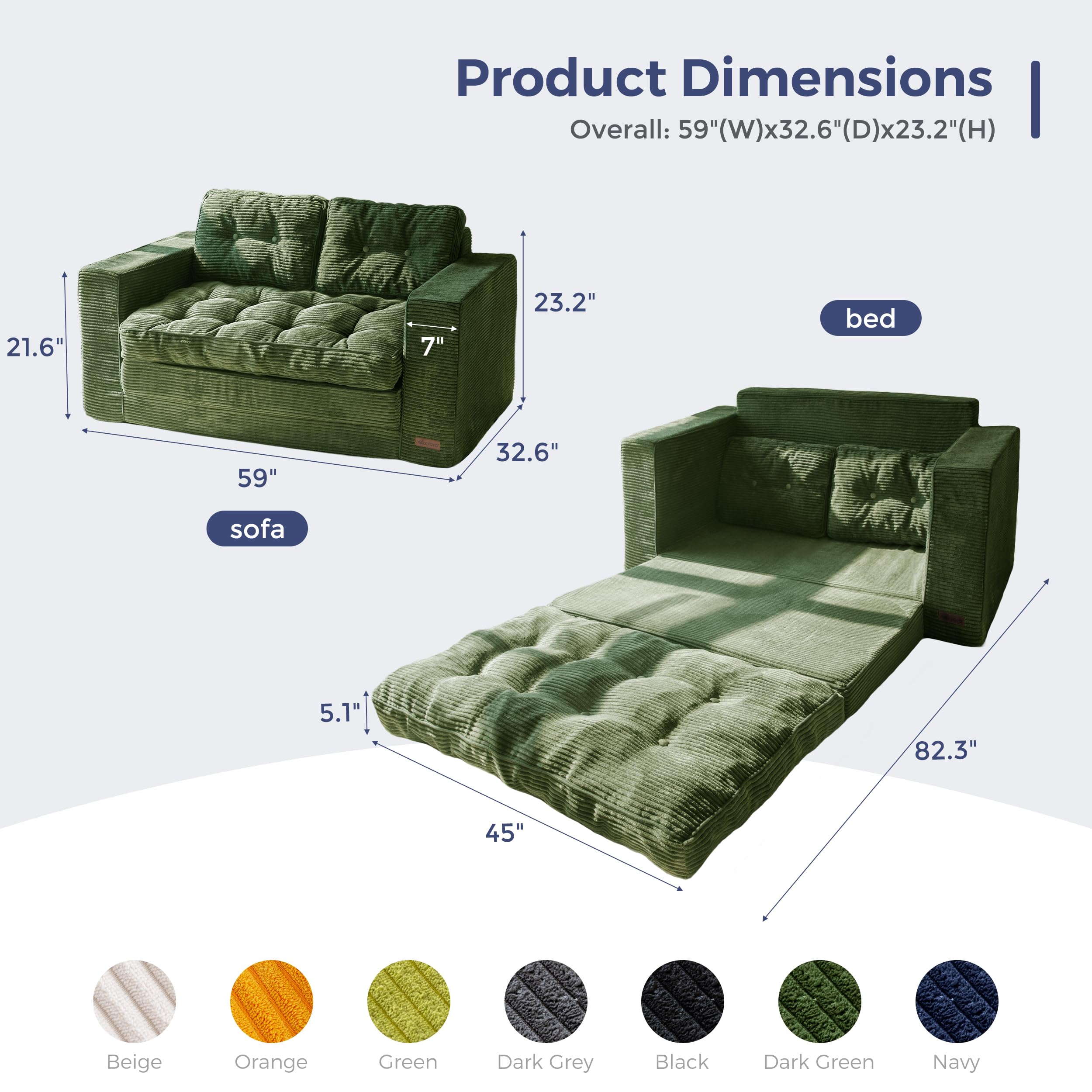Condition photo showing New/Like New for maxyoyo convertible sofa bed, pull out loveseat sleeper sofa, 2 in 1 folding couch bed, fold out flo