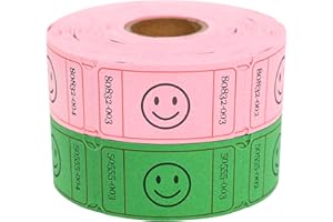 L LIKED 1000 Raffle Tickets, Smile,2 Color Set of 500 1" x 2" Single Roll,Tickets for Raffles, Carnival, Door Prizes and Class Reward - Pink/Green