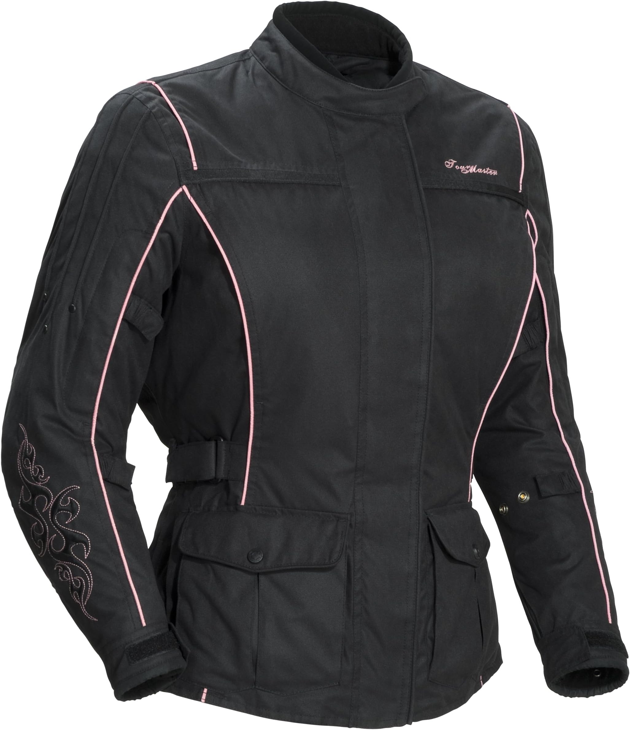 Tourmaster 'Motive' Womens Black/Pink Textile Jacket - Plus Medium