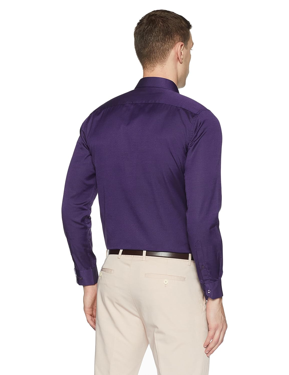 peter england men's plain slim fit synthetic formal shirt