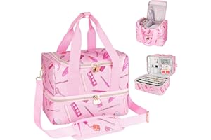 Jaffzora Nail Polish Organizer Case - Large Double Layer Organizers and Storage Bag for Nail Supplies and Art Tech