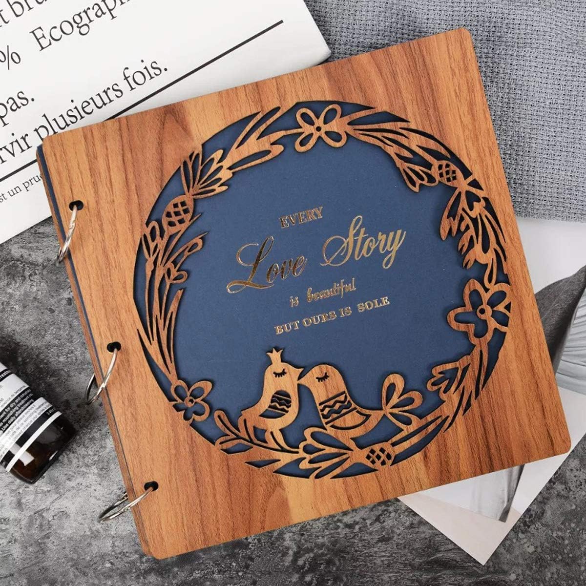 VIEWLON Photo Album Scrapbook, Wooden Self Adhesive Scrap Book, DIY