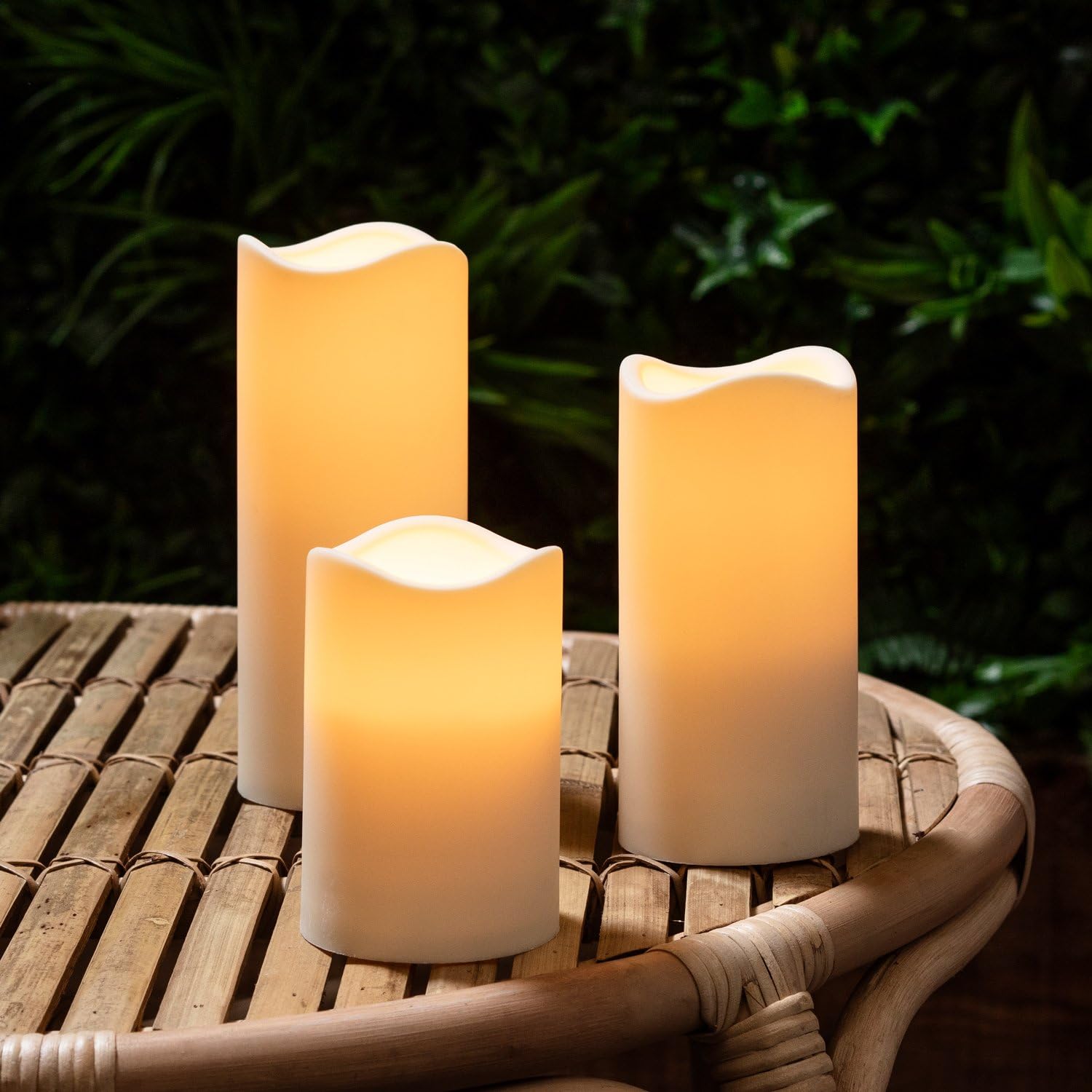 Lights4fun Set di 3 Candele LED da Esterno alimentate a Pile Amazon.it