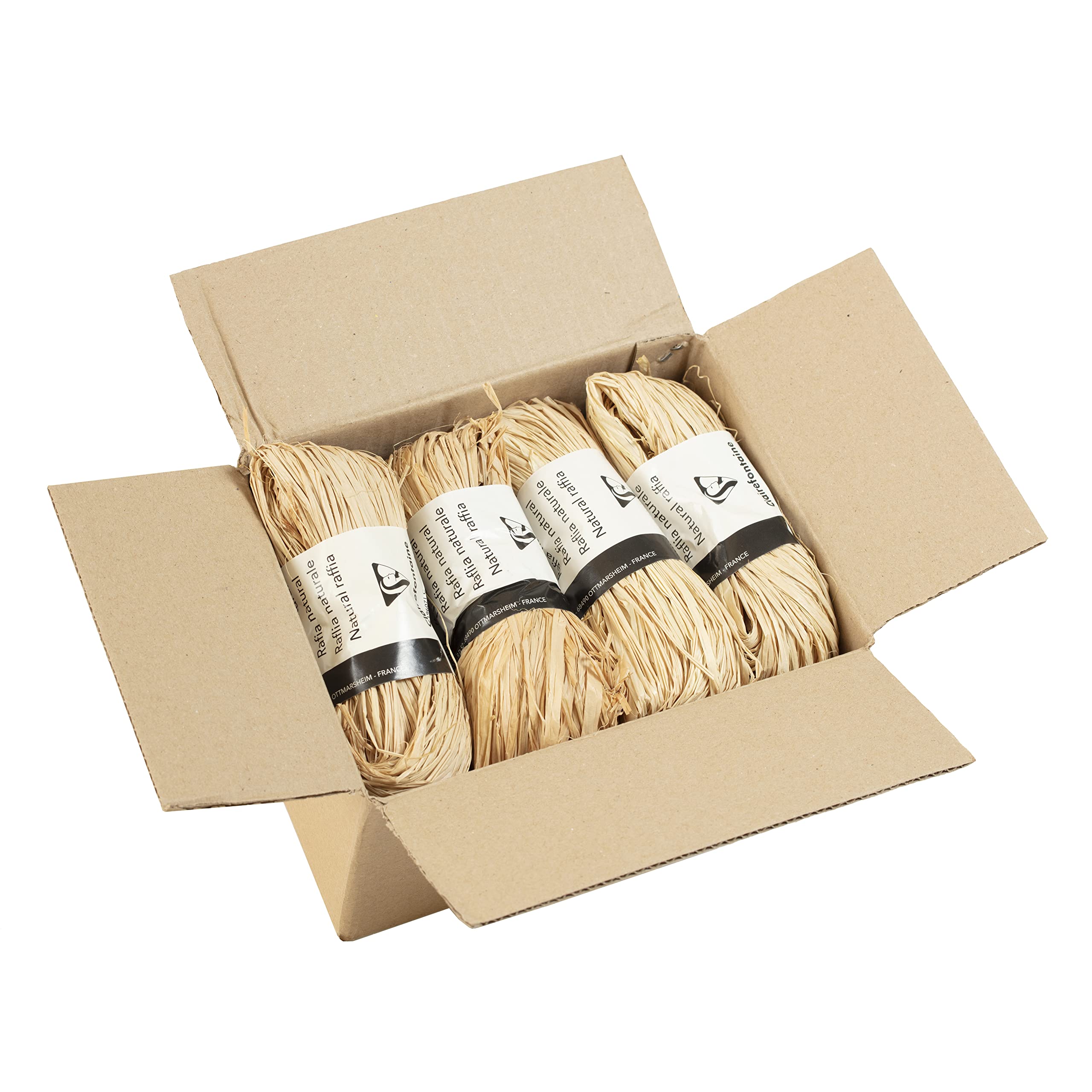 Clairefontaine - 196071C - Natural Raffia Ball - Set of Several Raffia Threads Length 1m50 per Thread- 50g - Creative Leisure - Gift Wrapping - Box of 8 Balls