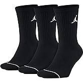 Nike Unisex Jordan Jumpman Crew Socks (3 Pack) Black/Black/Black (Men's Shoe Size 8-12)