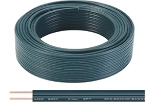 SPTDACSFP SPT-2 50FT 18/2 Electrical Wire, 18 Gauge 2 Conductors Lighting Copper Wire, Hookup LED Lighting Strips Flexible Wire Extension Cord, Green