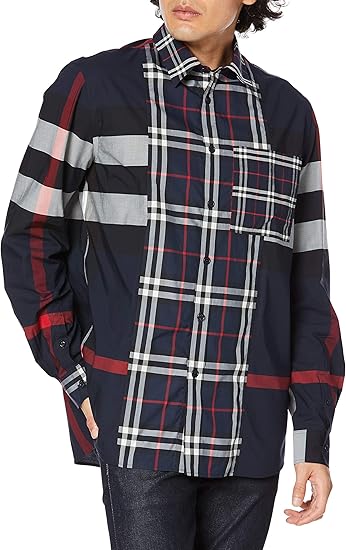 Amazon バーバリー Tisdale シャツ 95 Cotton 5 Elastane メンズ Navyipcheck 日本 シャツ 通販