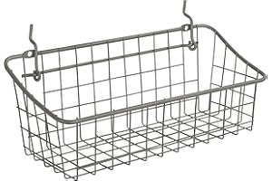 Spectrum Pegboard & Wall Mount Wire Basket Small (Industrial Gray) - Storage & Organizer for Garage, Tools, Shed, Home, Work Bench, Crafts, & More