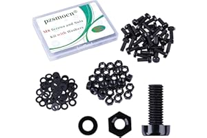 Pzsmocn 90 Pieces / 30 Sets M8 Black Nylon Screws and Nuts Kit with Nylon Washers. M8 * 20 mm Plastic Black Nylon Phillips Button Head Screws Nylon Insulating Washers and M8 Hex Nuts Kit.