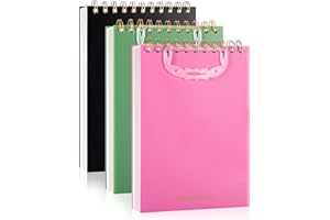 Yoment 3 Pack Steno Pads Spiral 6 x 9 Inch, 80 Sheets (160 Pages) Top Bound Spiral Notebook College Ruled Flip Notebooks Left Handed Notebooks for School Work, Multicolor