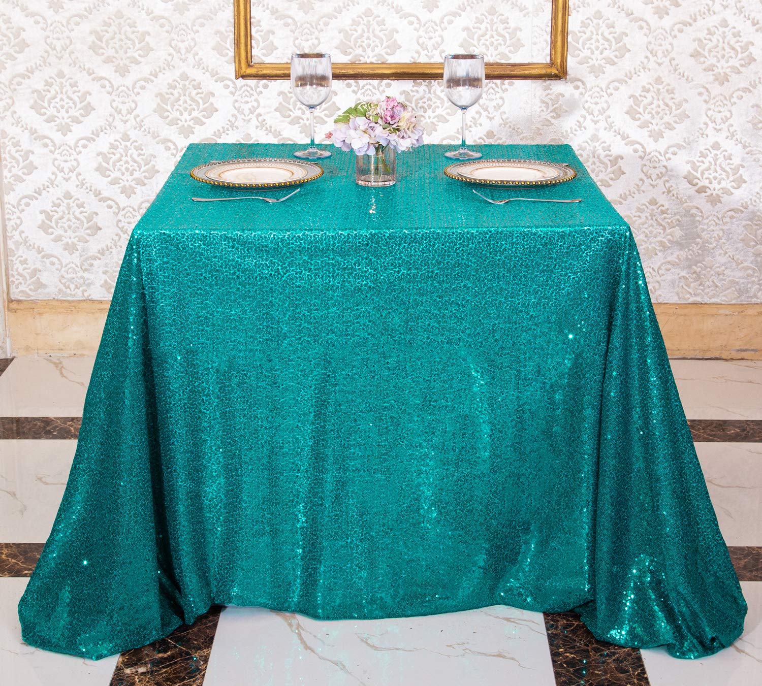 Best teal table cloth square