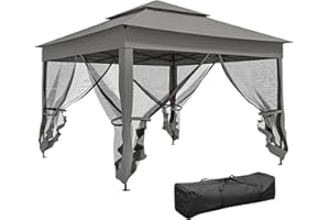 Outsunny 11' x 11' Pop Up Canopy, Outdoor Canopy Shelter Event Tent with 2-Tier Soft Top, Removable Zipper Netting and Storag