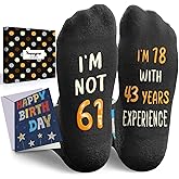 HAPPYPOP 65TH 70TH Birthday Gifts - 61 62 63 64 66 67 68 69 Socks with Greeting Card Black