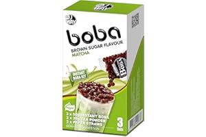 J WAY LOCAL FLAVOR J WAY Instant Boba Bubble Pearl Matcha Milk Tea Kit with Authentic Brown Sugar Tapioca Boba, Ready in Under One Minute, Paper Straws Included - 3 Servings