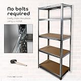 DIVCHI 5 Tier Storage Rack Heavy Duty Shelving 180x90x40cm Aluminium Silver view 3