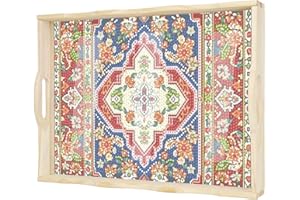 EWJRNSF Diamond Art Kits for Adults Wooden Serving Trays with Handles, 5D Diamond Painting Big Gem Arts and Craft Gifts Trays Decor Gift Home Decor 12.2x16.1 Inches Bohemia B