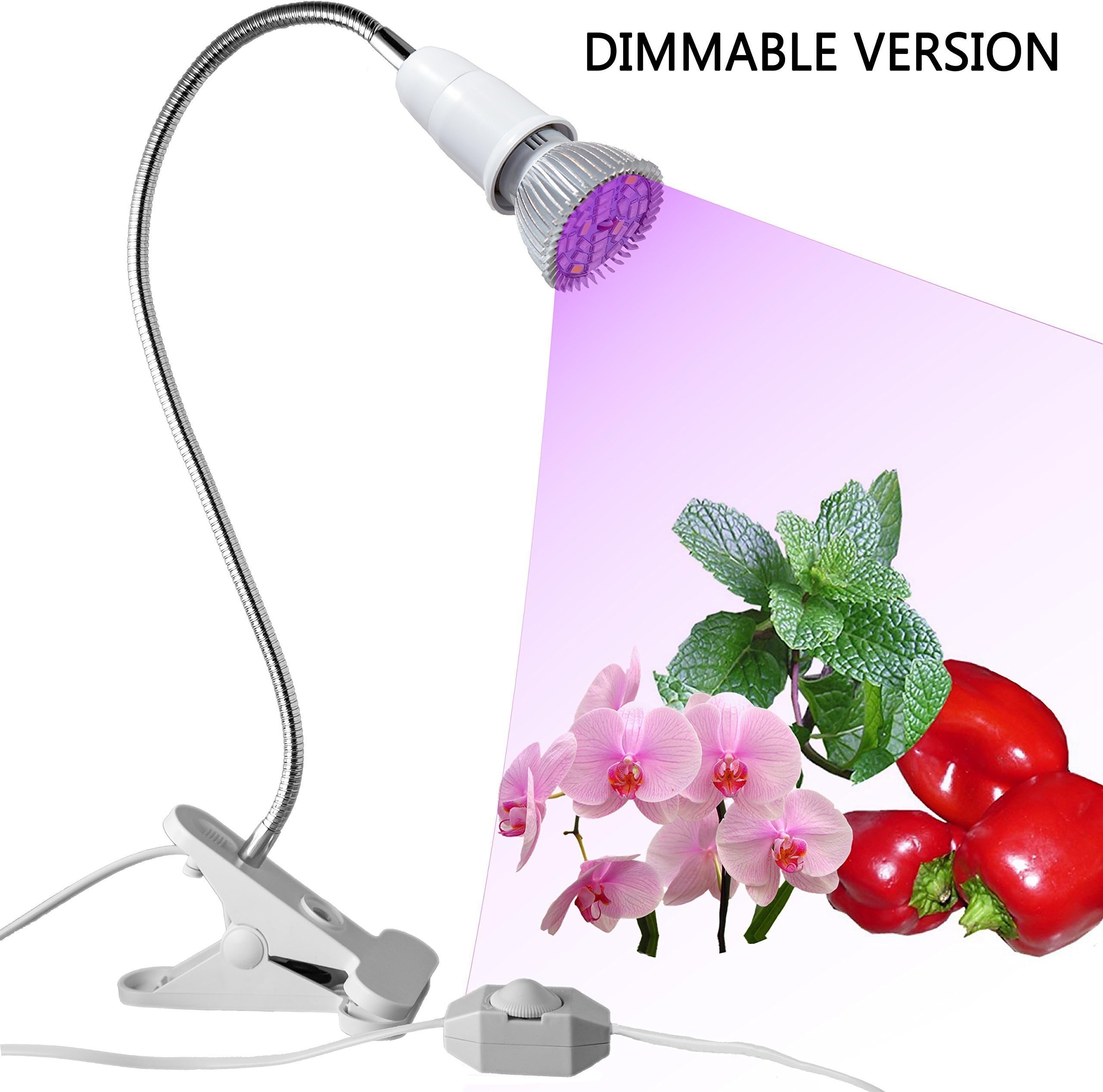Dyme LED Plant Light | DIMMABLE | DETACHABLE | HIGH YIELDS 10W Grow Lamp Bulbs W/ Desk Clip, 360 Gooseneck and Dimmer, Long Grow Light for Indoor Houseplant Growing, Hydroponic, Office, Garden