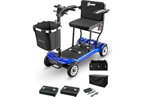 AOTEDOR 4 Wheel Mobility Scooter, Electric Mobility Scooter for Adults, Driving 22 Miles, Airlines Approved, Foldable Scooter w/249WH*2 Batteries Charger Under Seat Storage Dustproof Cover (Blue)