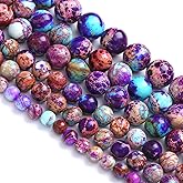 10MM 36PCS Natural Stone Galaxy Purple Sea Sediment Imperial Jasper Loose Beads for Jewelry Making DIY Bracelet Necklace