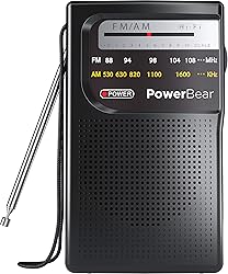 PowerBear Portable Radio | AM/FM, 2AA Battery