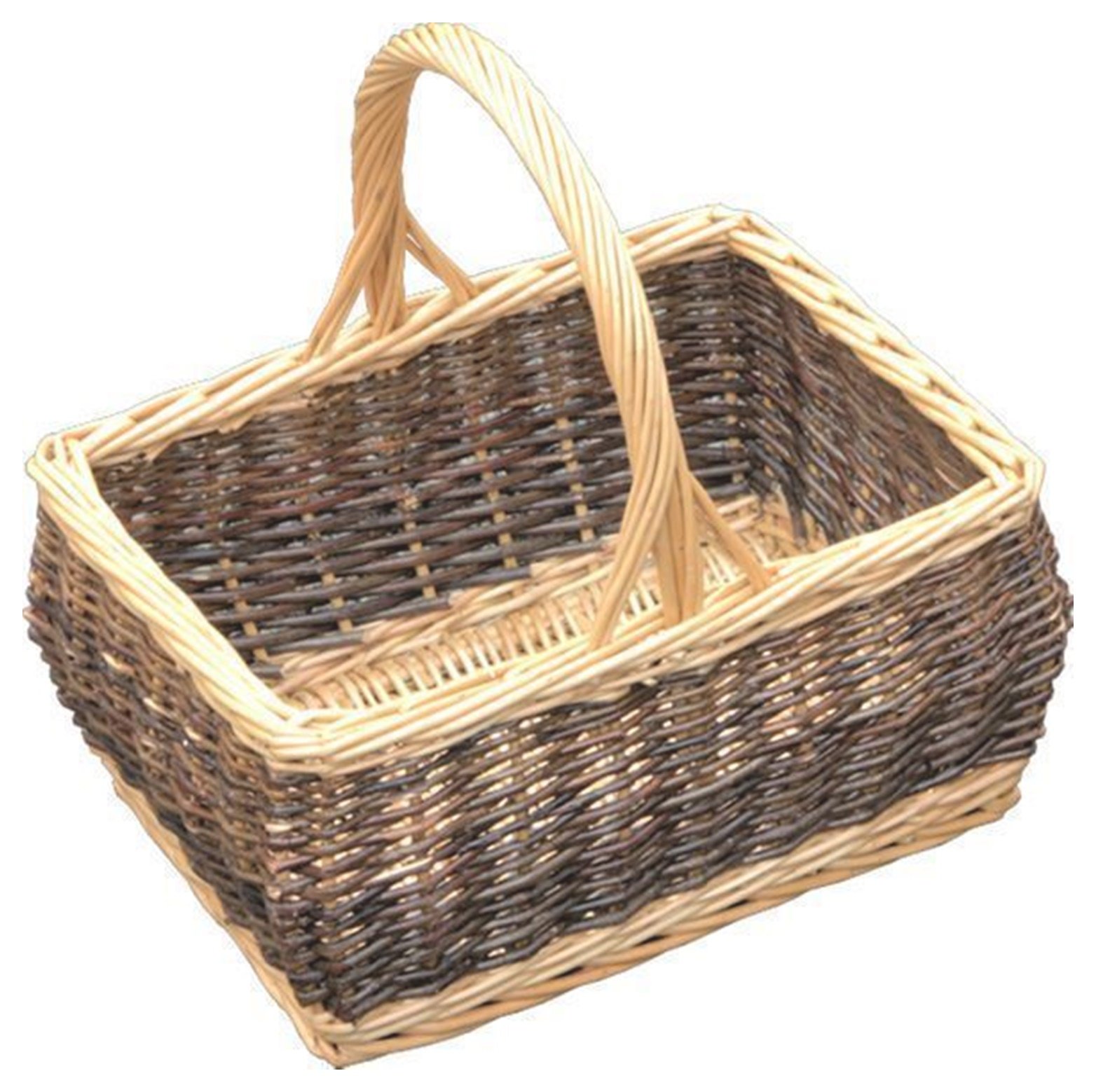Red Hamper Rustic Rectangular Shopping Basket, Wicker, Brown, 25 x 31 x 16 cm