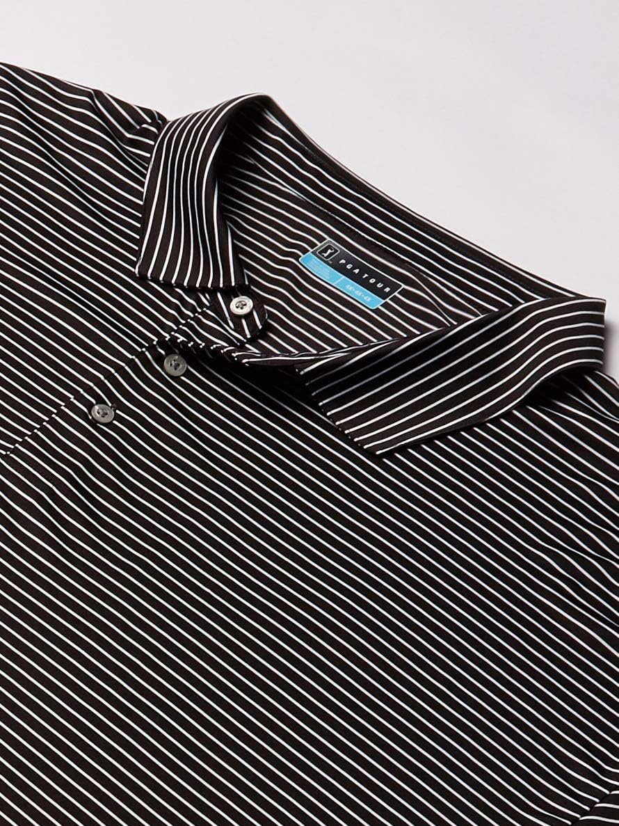 PGA TOUR Men's Short Sleeve Feeder Stripe Golf Polo Shirt: Sports & Outdoors