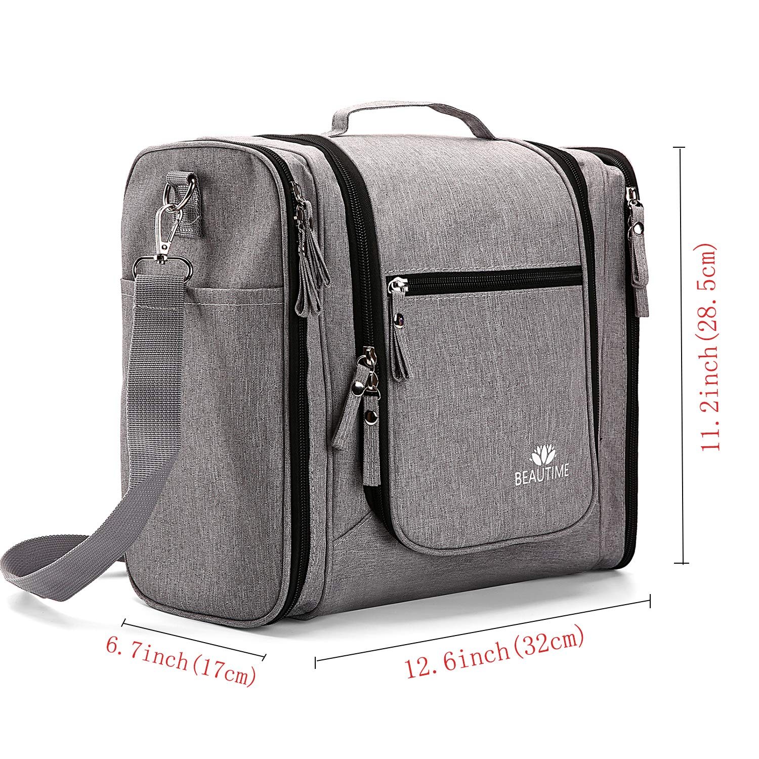 Large Hanging Travel Toiletry Bag for Men and Women Waterproof Makeup Organizer Bags wash bag Shaving Kit Cosmetic Bag for Accessories, Shampoo, Bathroom Shower, Personal Items Grey/Black : Beauty