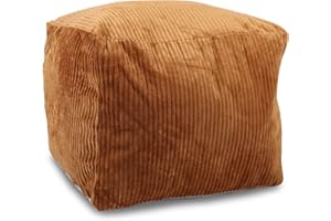 Sexysamba Square Corduroy Pouf Cover Only, 20"x 16" Unstuffed Decorative Ottoman Foot Stool Rest, Washable Storage Bean Bag Chair Floor Pouf Covers for Living Room Bedroom, Coffee