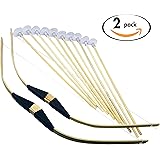 Adventure Awaits - 2-Pack Handmade Wooden Bow and Arrow Set - 10 Wood Arrows with Suction Cups - For Indoor and Outdoor Play