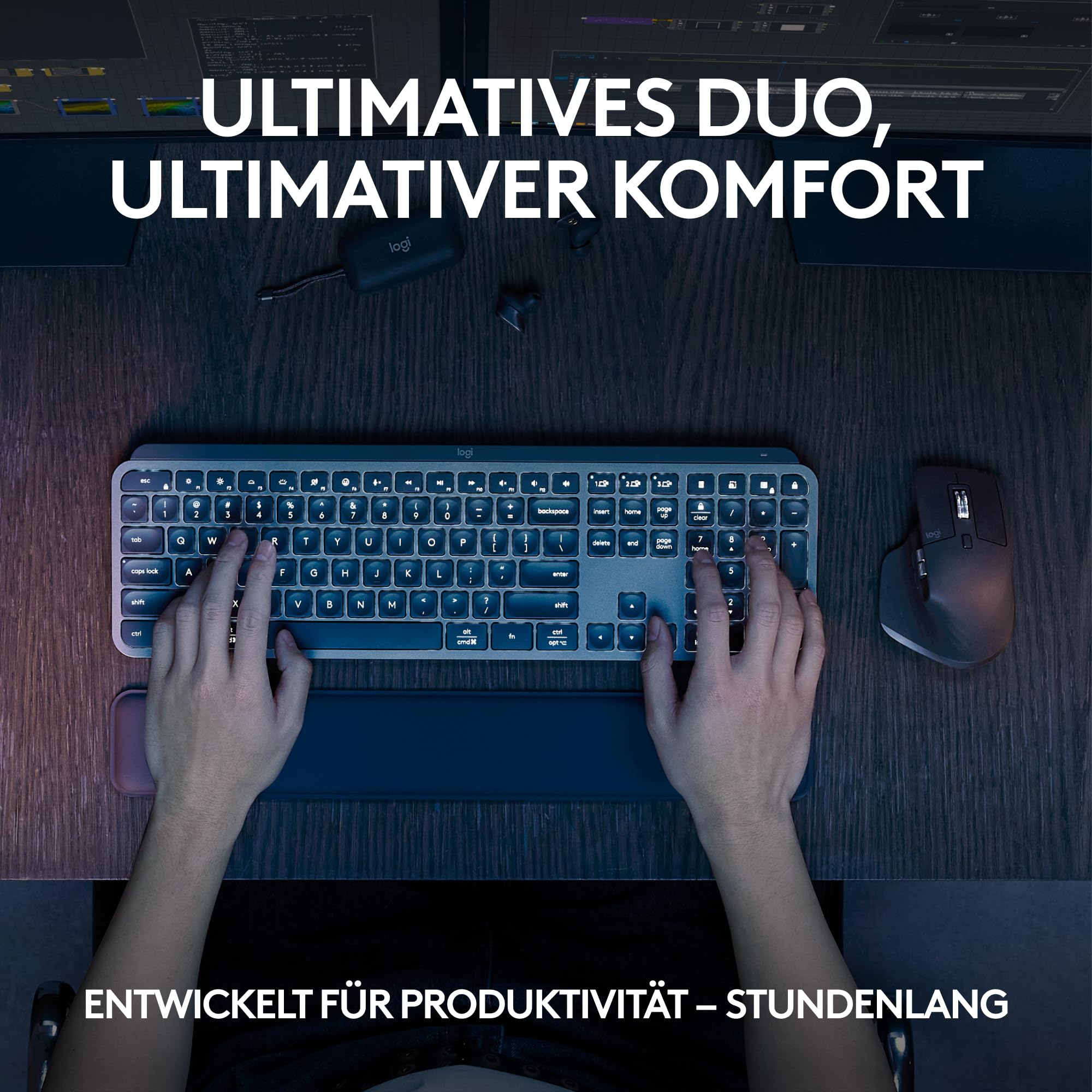 Logitech MX Keys S Combo: Leistungsstarke kabellose Tastatur und Maus mit Handablage,Customizable Illumination, Fast Scrolling,Bluetooth, für Windows/Linux/Chrome/Mac- Graphit, Deutsches QWERTZ-Layout 2