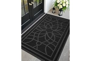 DEXI Door Mat Front Entrance, 3x5 Large Rubber Indoor Mats Waterproof Traps Dirt, Heavy Duty Non Slip Outdoor Entry Rug for E
